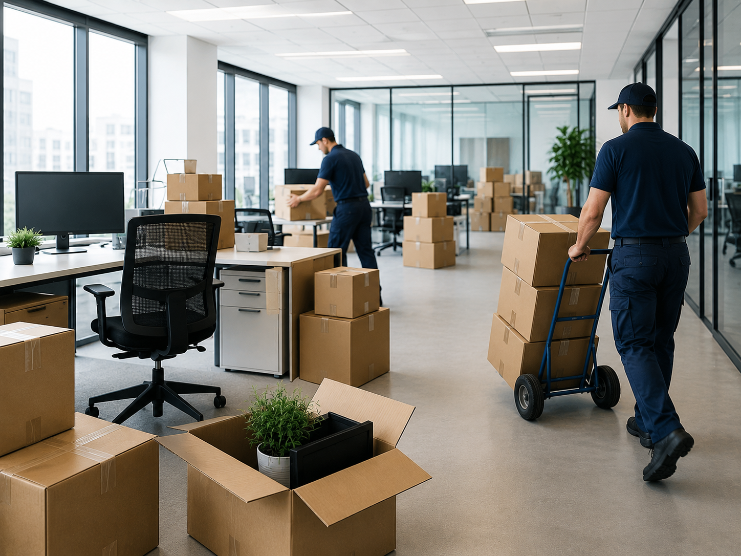 Office packed and ready for move