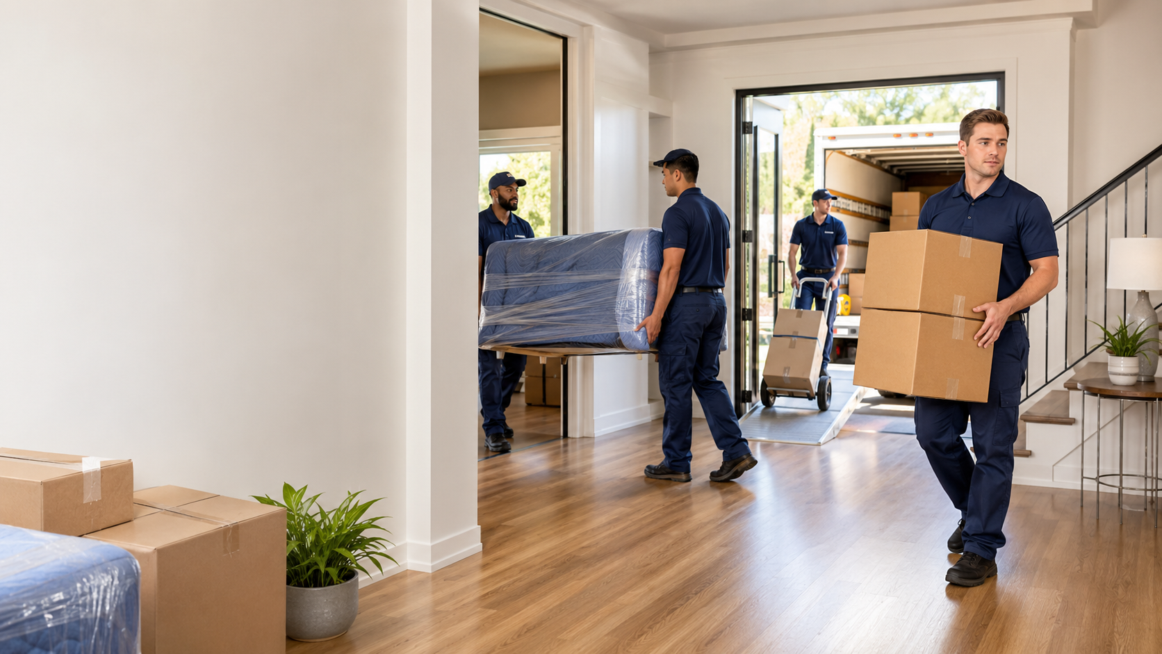 OADECOM crew carrying office equipment