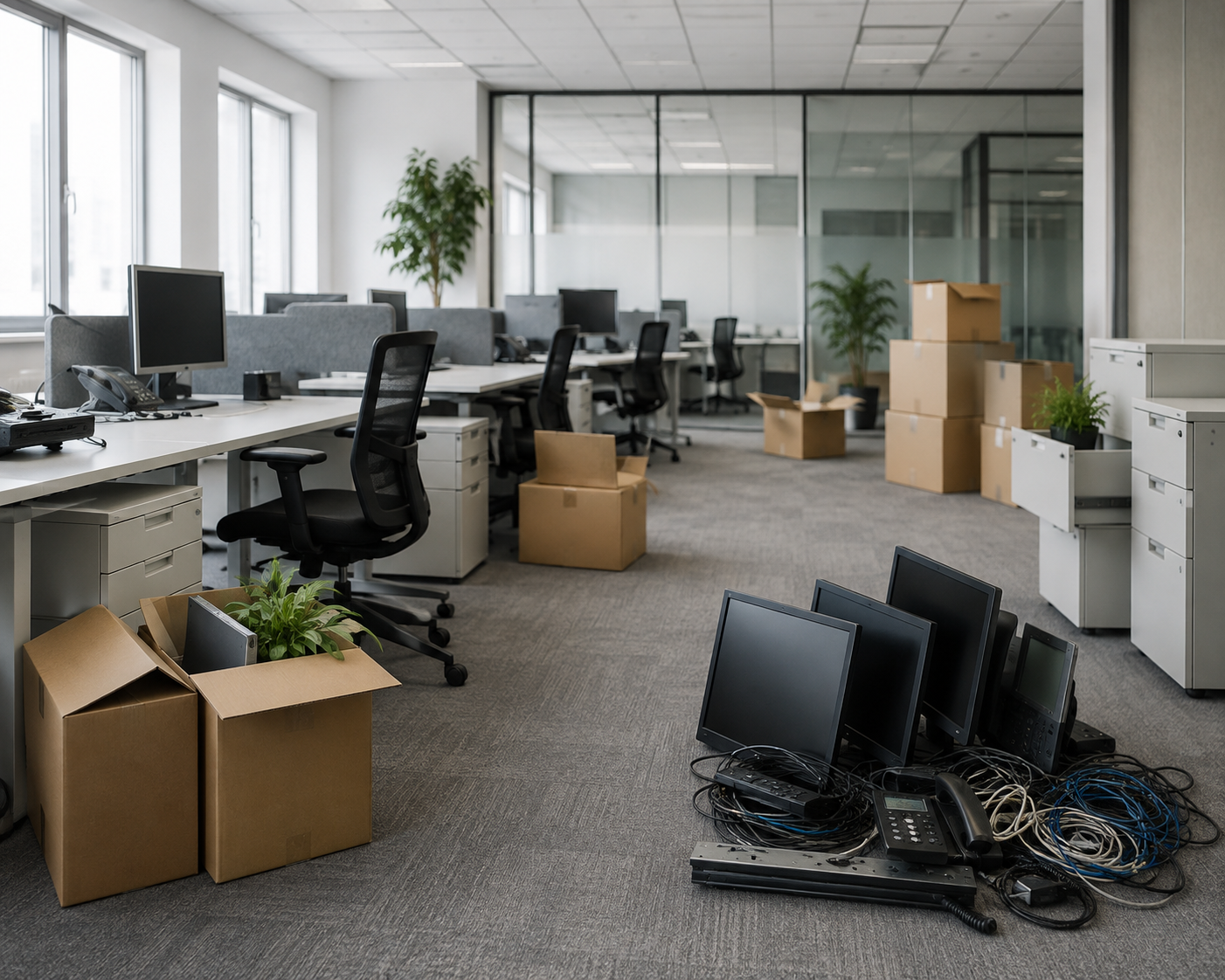 Office decommissioning crew at work